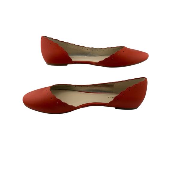 Nine West Mai Leather Ballerina Flats Orange Scalloped Edge Shoe Size 9 New - Picture 4 of 12
